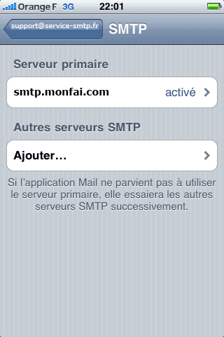 Iphone SMTP Servers